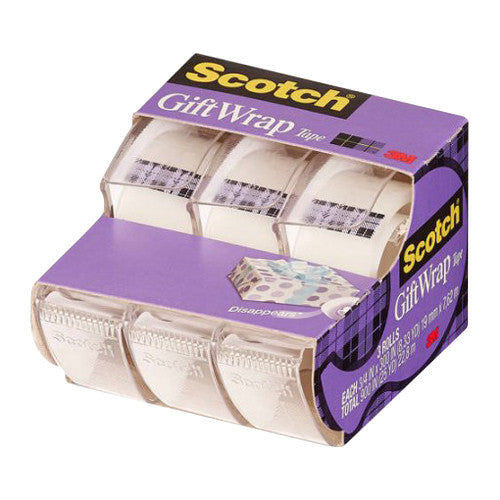 Scotch Gift Wrap Tape Rolls, 0.75 X 300 Inches, 3 Ea
